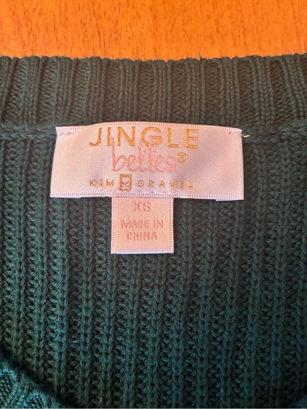 Belle by Kim Gravel Forest Green Ribbed V-Neck Sweater with Beaded Bow